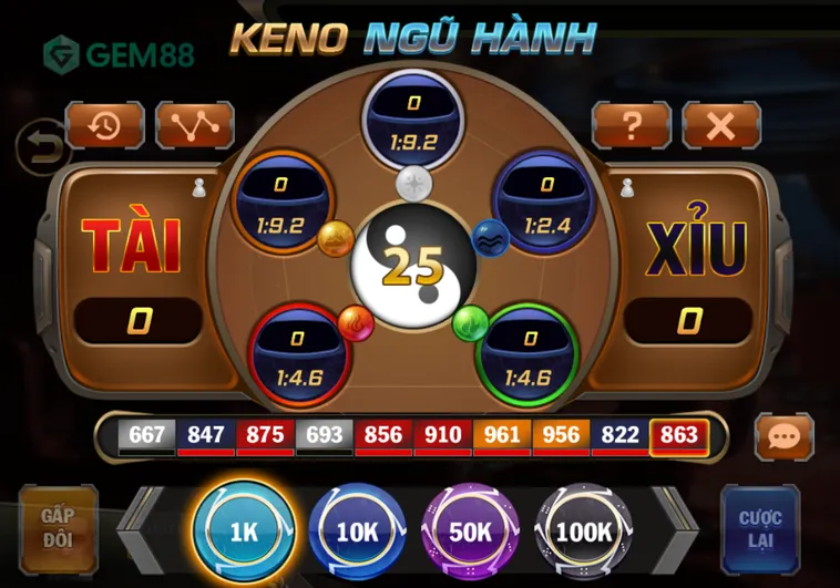 Keno Ngũ Hành Tại Gem88 Sảnh Xổ Số Phong Thủy Hiện Đại Với Tỷ Lệ Thắng Vượt Trội