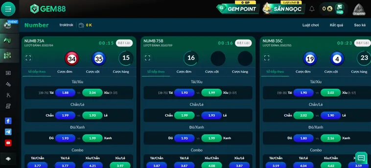Number Game 2 Tại Gem88 Sảnh Cược Con Số May Mắn Tốc Độ Và Hào Hứng