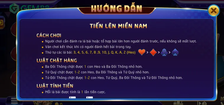 Trải Nghiệm Tiến Lên Miền Nam Tại Gem88 Sân Chơi Đẳng Cấp Cho Các Bài Thủ
